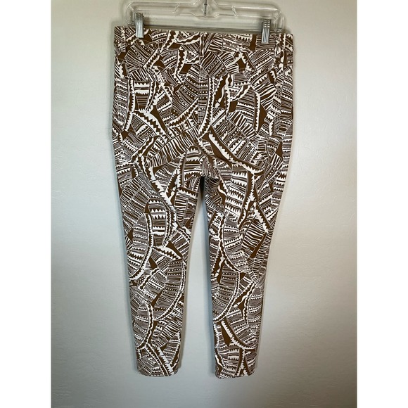 J. McLaughlin Straight Leg Jean Size 10 Brown/White Geometric Print Mid Rise - Picture 4 of 4